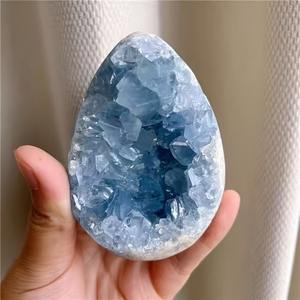 600-800g Celestita Azul Pulida, Geoda en Forma de Huevo, Regalos, Cristal Semiprecioso para Sanación Energética, Hola Feng Shui, Tendencia de Moda - Product Image 5