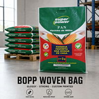 Sac tissé en PP laminé BOPP pour farine de maïs 5kg avec poignée, logo personnalisé, vente en gros