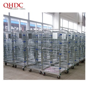 Kim Loại Mạ Kẽm CuộN Lồng Có Thể Khóa Lưu Trữ Lồng Xe Đẩy Với Bánh Xe - Product Image 4