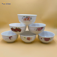 Vaisselle en céramique bon marché d'Amérique du Sud, bol en porcelaine de 6 pouces avec décalcomanie de fleurs rouges pour le marché du Guatemala, restaurant à domicile