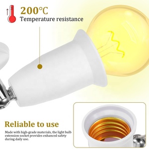 Adaptateur de douille <span class=keywords><strong>E27</strong></span> E26, répartiteur de douille, support d'ampoule LED multi-têtes, rallonge rotative à 360 degrés, convertisseur de douille de lampe - Product Image 3