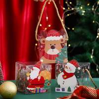 Boîte cadeau de Noël avec poignée, Père Noël, emballage de bonbons et de collations, sac fourre-tout, boîtes à bonbons en PVC, boîte d'emballage transparente pour collations