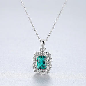 Collar de plata de ley S925 con esmeralda para mujer, personalizable en latón, ideal para fiestas nocturnas, cumpleaños y más. - Product Image 6