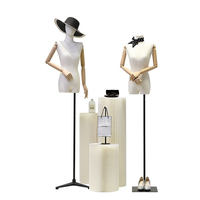 Model de ropa de hombro cuadrado para mujer, Torso femenino ajustable, maniquíes de medio cuerpo femeninos con hombro plano