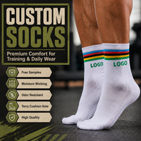 Chaussettes de sport pour hommes personnalisées, en coton, mi-mollet, athlétiques, pour le basketball, respirantes, à rayures, avec bordure en maille
