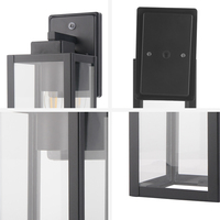 Vente chaude Noir Applique Murale Extérieure Étanche E27 Lumières avec Lumière Blanche Chaude Base en Aluminium et Diffuseur en Verre pour Jardin