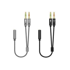 Adaptateur de casque Y en PVC 3,5 mm pour PC, audio AUX et microphone, haut-parleur avec <span class=keywords><strong>1</strong></span> prise <span class=keywords><strong>femelle</strong></span> et <span class=keywords><strong>2</strong></span> prises mâles - Product Image 1