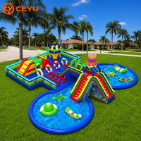Ceyu Parc aquatique gonflable commercial avec toboggan, tour poulpe, tunnel, parcours d'obstacles et structure de saut, pour enfants et adultes, idéal pour fêtes, location et vente en gros