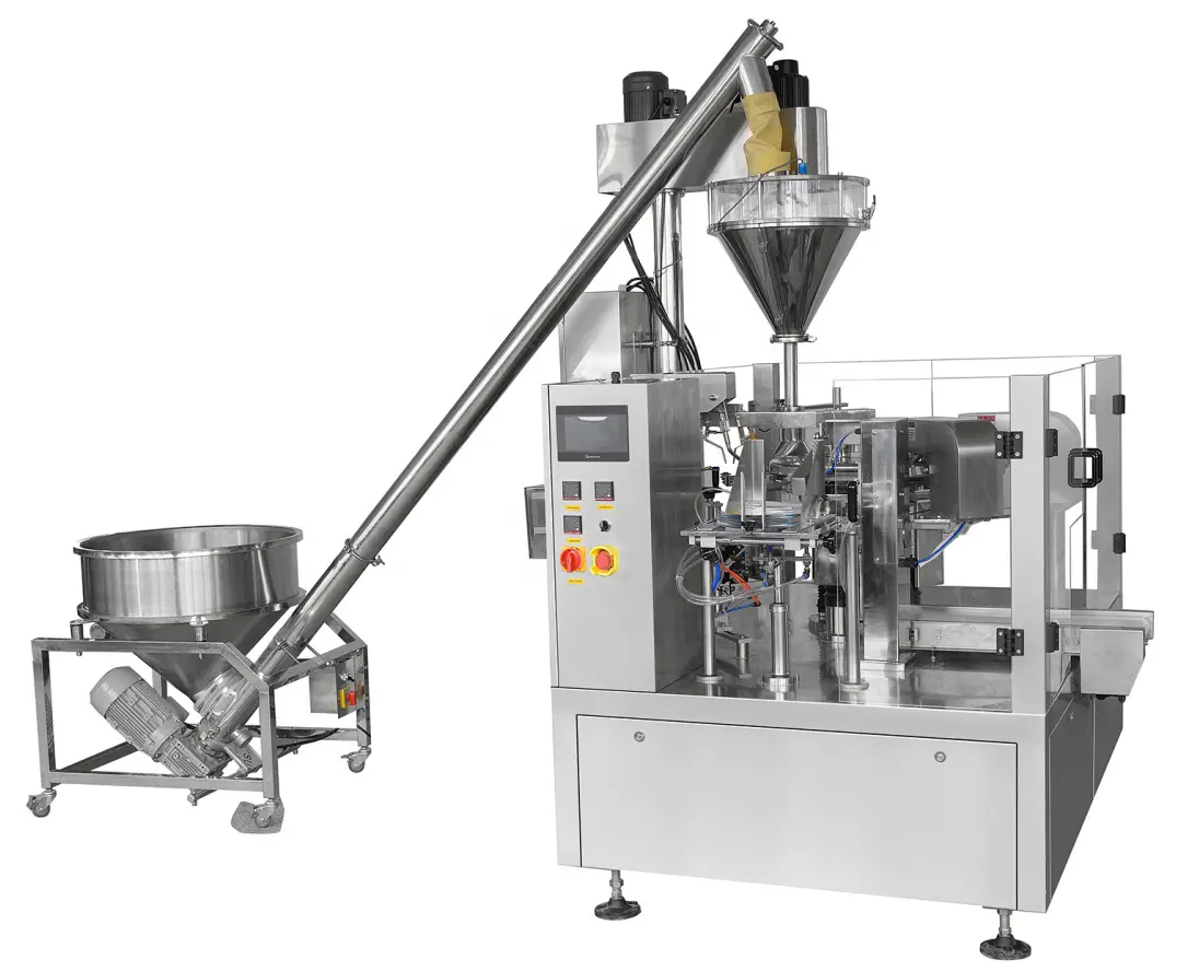 Fully automatic rotary bag packaging machine vertical premade bag powder filling and sealing machine