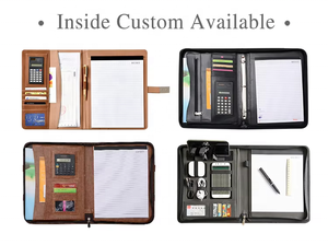 Carpeta Padfolio A4 de cuero negro para uso de oficina para hombres y mujeres con cremallera, maletines para conferencias, reuniones, archivos ejecutivos - Product Image 4