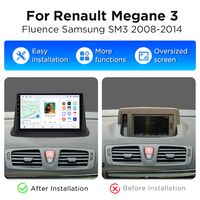 Radio Mobil Android Carplay Junsun 9 inci untuk Renault Megane 3 Fluence Samsung SM3 2008-2014, Navigasi GPS Otomatis, Pemutar Multimedia