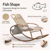 Fauteuil à bascule d'extérieur Meiqi, fauteuil inclinable en rotin résistant aux intempéries pour balcon, patio, jardin, hôtel, maison, loisirs et détente