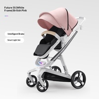 Poussette Bébé Aibeli Future 5S Smart Brake High Landscape avec Pneus en PU, Cadre Pliable en Alliage d'Aluminium I-S035A-1 pour Voyage de Nouveau-né