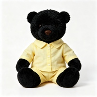 Peluche Ours Noir Doux et Confortable, Poupée en Peluche avec Pyjama Jaune, Cadeau Apaisant pour Enfants, Décoration de Chambre d'Enfant