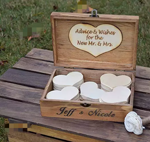 Rustic Wooden <strong>Wedding</strong> Guest Book Personalized <strong>Keepsake</strong> <strong>Wedding</strong> <strong>Box</strong> with 100 Hearts - Product Image 2