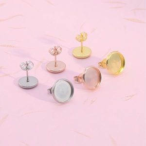 ฐานต่างหูสแตนเลสทรงกลมขนาด 8 10 12 มม. ชุบเคลือบสำหรับทำต่างหู DIY - Product Image 3