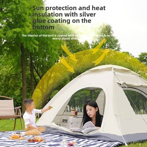 Carpa de Playa Instantánea de Poliéster Ligero para 3-4 Personas, de Una Sola Capa, Apertura Rápida Automática, para Tres Estaciones, para Acampar al Aire Libre, con Una Habitación - Product Image 2
