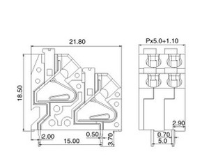 Hot bán grey KF250-2.5/2.54 mét 300V 2A 24-20awg <span class=keywords><strong>PCB</strong></span> mùa xuân khối thiết bị đầu cuối kết nối thiết bị điện - Product Image 5