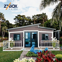 ZYBOX AU Maison Modulaire Préfabriquée de Luxe, Conteneur Extensible 20ft 40ft avec Toit en Pente et Porche, Maisons Conteneurs