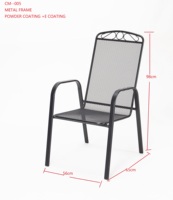 Chaises de salle à manger d'extérieur empilables Fauteuil de foyer tout temps avec accoudoirs Cadre en acier pour patio, terrasse, jardin, cour-Marron