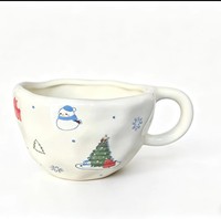 Ensemble tasse à thé et soucoupe en céramique sous glaçure, style INS, Noël, peint à la main, mignon, portable, Chine