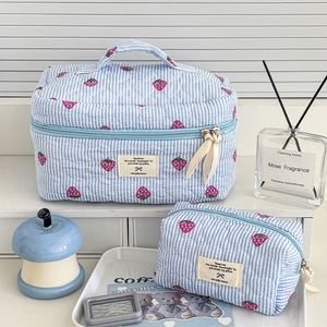 Large Capacity Cotton Zipper Foldable Outdoor Travel Makeup Organizer Storage Practical Cosmetic <b>Bag</b> Soft Handle for Gift - Product Image 3
