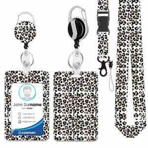 Custom Name Badge Clip Breakaway <b>Lanyard</b> Women Men Leopard Print <b>Lanyards</b> with Ld Card Badge Holder - Product Image 2