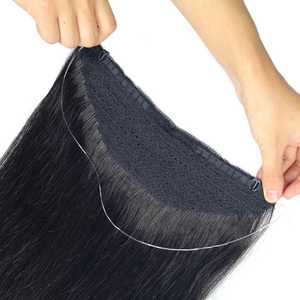 Extensiones de Cabello Halo, Cabello Humano Virgen Remy, Extensiones de Cabello Halo Negras Invisibles, Negro Natural, Cómodas para Uso Diario - Product Image 3
