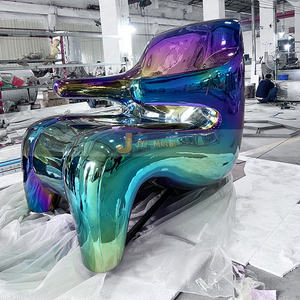 ประติมากรรมสแตนเลสขัดเงาสมัยใหม่ J272 สำหรับตกแต่งบ้านตัวอย่าง ห้องนั่งเล่น ที่นั่งโลหะ ตกแต่งแบบนามธรรม - Product Image 2