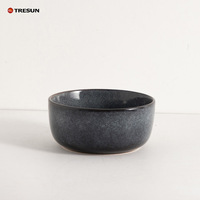 Vaisselle Complète Bleu Solide de Chine Crokery Style Occidental Nordique Ensemble de Vaisselle de Luxe en Grès Émaillé Réactif de 16 Pièces pour la Maison