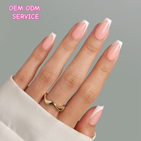 Kit de faux ongles à presser en gel souple, longs, forme ballerine, blancs, style French, réutilisables, design cercueil français, fournitures en gros OEM ODM