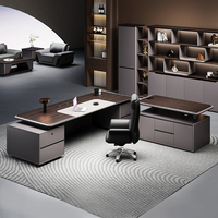 Bureau de Direction Exécutif Luxe avec Design Moderne, Mobilier de Bureau Informatique à Hauteur Réglable