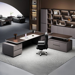 Meja kantor eksekutif bos yang mewah dengan desain modern, meja komputer dengan fungsi penyesuaian ketinggian. - Product Image 4