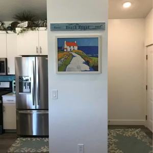 Peinture à l'huile abstraite moderne de paysage côtier Impasto sur toile tendue, art mural minimaliste neutre pour la décoration de la maison et des hôtels - Product Image 3