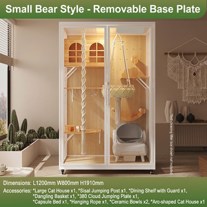 ODM Custom Pet Enclosure Curved Tempered Glass Multi-level Solid <b>Wood</b> Villa for Product Distributors - Product Image 3