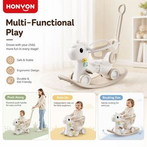 Cheval à <span class=keywords><strong>bascule</strong></span> pour bébé 3-en-1 écologique en HDPE, trotteur et porteur pour enfants de 1 à 4 ans - Product Image 1