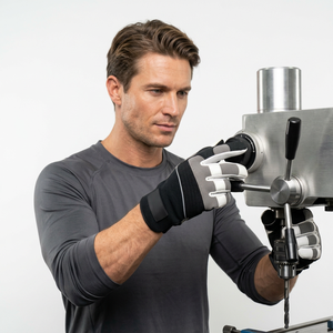 Gants de travail antidérapants en PU JNA GROUP, noir et gris, bouts des doigts texturés, poignet élastique, usage général, sécurité, 4 mil, 10 pouces - Product Image 5