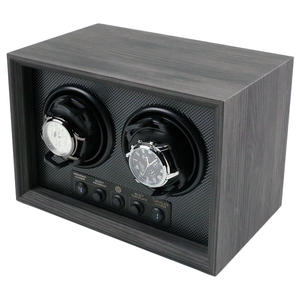 豪华定制标志自动数字显示黑色木质2槽手表收卷机保险箱手表储物包装盒 - Product Image 5