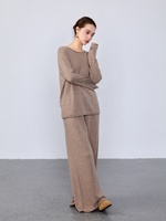 Pantalon en maille ample et écologique pour femme, taille mi-haute élastique, coupe décontractée, longueur intégrale, chaud et décontracté pour l'hiver