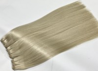 Extensions de cheveux vierges Remy 15A Slavic en cheveux humains réels, cousues à la machine, couleur blonde claire, pleine densité, double trame, vente en gros
