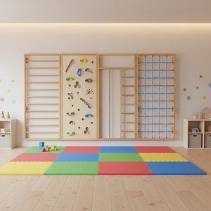 Mur d'escalade en bois éducatif pour enfants, filet d'escalade intérieur pour bébés, structure de rocher pour la maison, équipement de fitness pour l'intégration sensorielle - Product Image 3