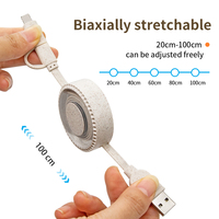 Câble de charge USB 4-en-1 biodégradable en paille de blé à double entrée, nouveau design en bambou, charge rapide pour gadgets promotionnels
