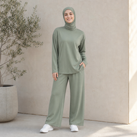 Ensemble de sport musulman personnalisé pour femmes, 2 pièces, abaya, vêtements de sport, haut à manches longues, pantalon large, vêtements de sport modestes, vêtements de tous les jours et de sport