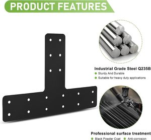 Nhiệm Vụ Nặng Nề 4Pcs T Bài Khung 14x10 ''T Phẳng Sửa Tấm 4x4,6x6 Màu Đen Bột Tráng Gỗ Gỗ Pergola Chân Đế T Khung - Product Image 3