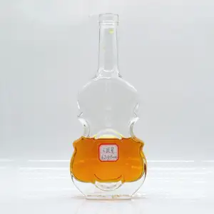 Большая китайская фабрика по хорошей цене, бутылка для скрипки особой формы, бутылка с черепом, 700 мл, 750 г, прозрачная стеклянная бутылка в упаковке