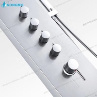Panneau/Colonne de Douche Professionnel en Acier Inoxydable 304 Chromé Brossé de Luxe avec Contrôle du Débit d'Eau pour Hôtels Km-8015