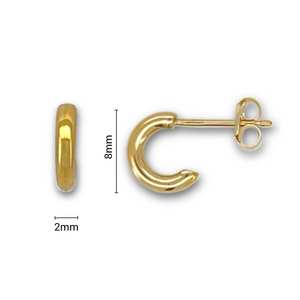 Joyería de moda Minimalista 14K Oro sólido real Pequeños pendientes de aro para uso diario e informal - Product Image 5
