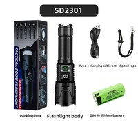 Lampe torche électrique rechargeable puissante à LED, lumière laser blanche super brillante, 1000+ lumens, longue portée (plus de 1000 m), étanche IP65
