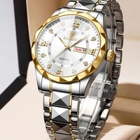 BINBOND jam tangan 2521 pria, arloji Quartz bisnis tahan air bercahaya Stainless Steel dengan kalender Dial berlian olahraga