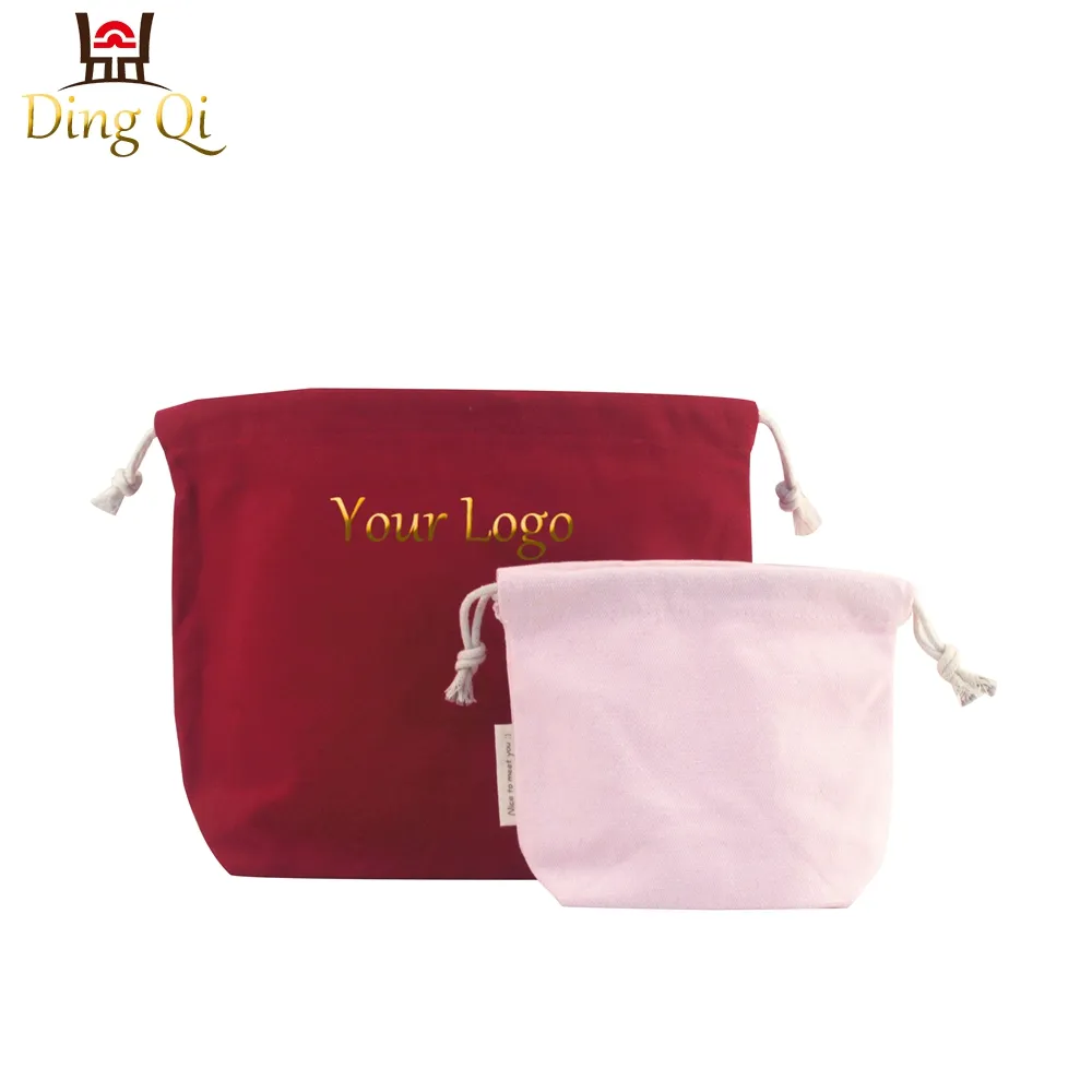 High quality promotional custom size large cotton linen canvas drawstring dust bag for luxury shoes handbags